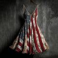 Vintage Sequin Music Notes And Flag Art Midi Dress artswardrobe