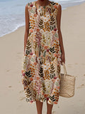 Wildflower Meadow Floral Embroidery Art Linen Tank Dress artswardrobe