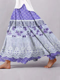 Women's Retro Casual Purple Floral Splicing Skirt artswardrobe