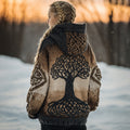 Vintage Tree Of Life Tie-dye Cozy Chunky Button Sweater Cardigan artswardrobe