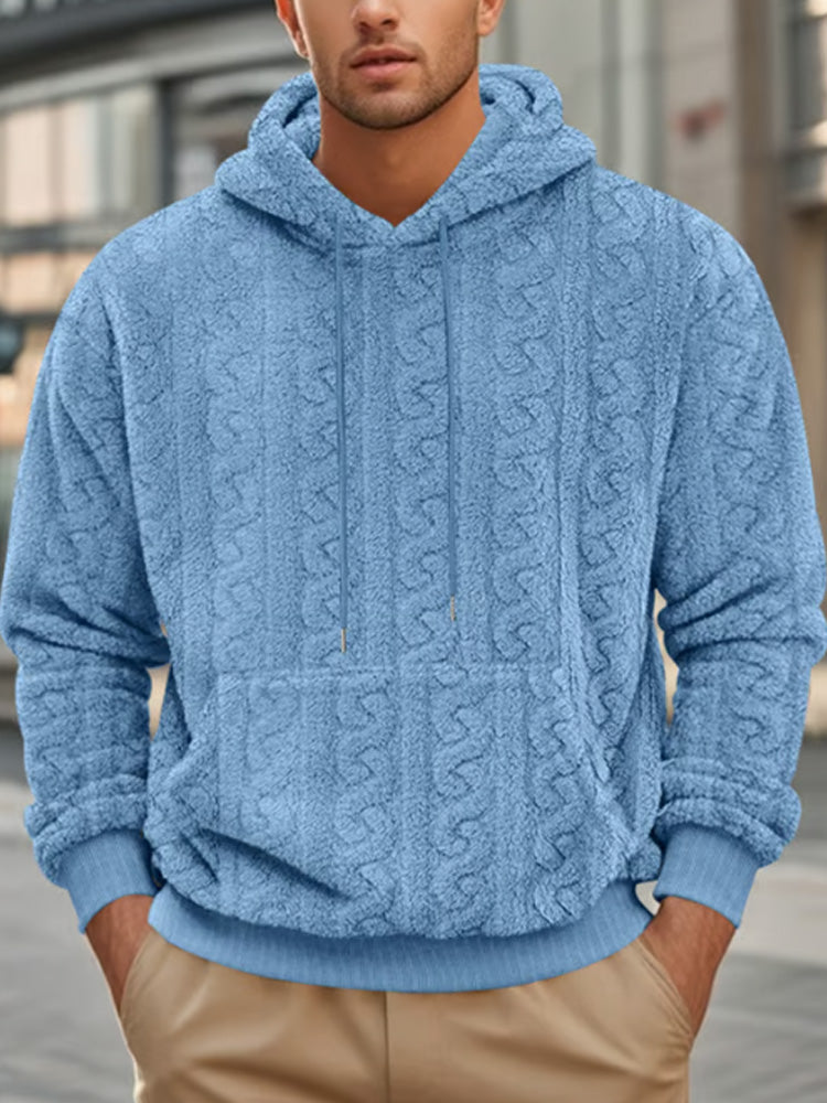 Men's Jacquard Double-Faced Fleece Hooded Sweatshirt artswardrobe