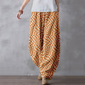 Comstylish Wavy Checkerboard Pattern Linen Blend Comfy Pants