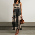 Women's Vintage Stripes Abstract Art Sleeveless Dress artswardrobe