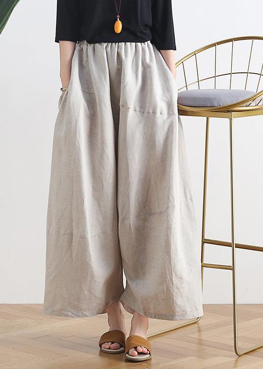 20 Summer Stitching Thin New Cotton and Linen Nude Wide-leg Pants
