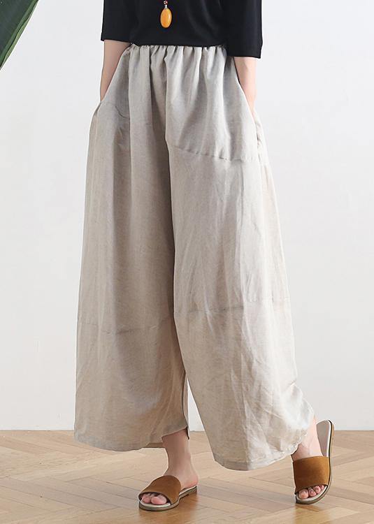 20 Summer Stitching Thin New Cotton and Linen Nude Wide-leg Pants