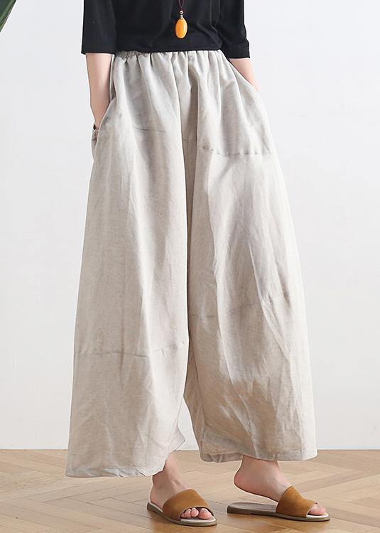 20 Summer Stitching Thin New Cotton and Linen Nude Wide-leg Pants