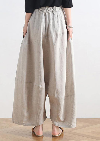 20 Summer Stitching Thin New Cotton and Linen Nude Wide-leg Pants