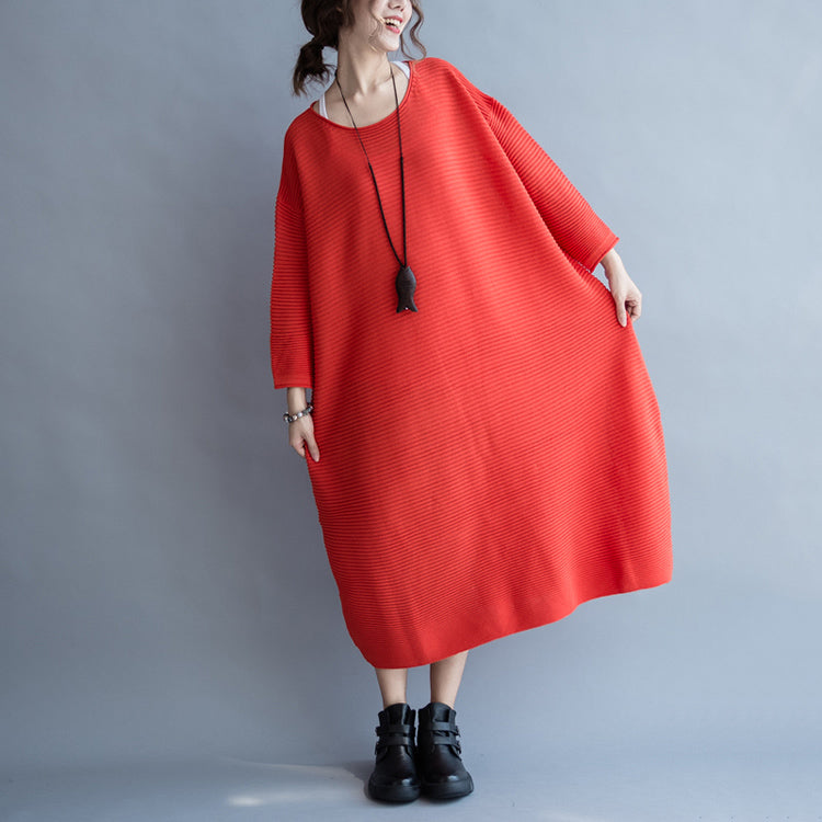 Autumn Thick Red Sweater Dresses Knit Dress