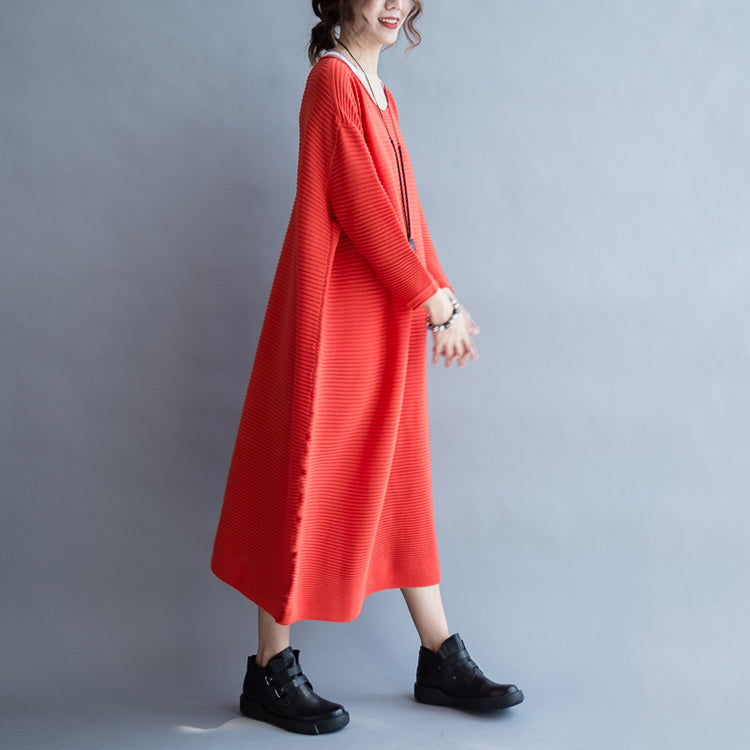 Autumn Thick Red Sweater Dresses Knit Dress