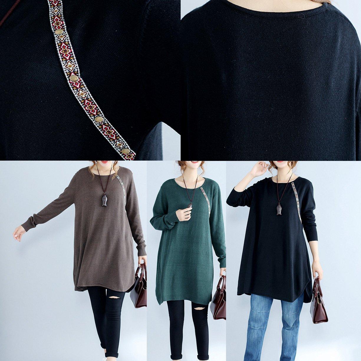 Fall Cotton Sweater Dresses Oversize Chocolate Cozy Knit Dress