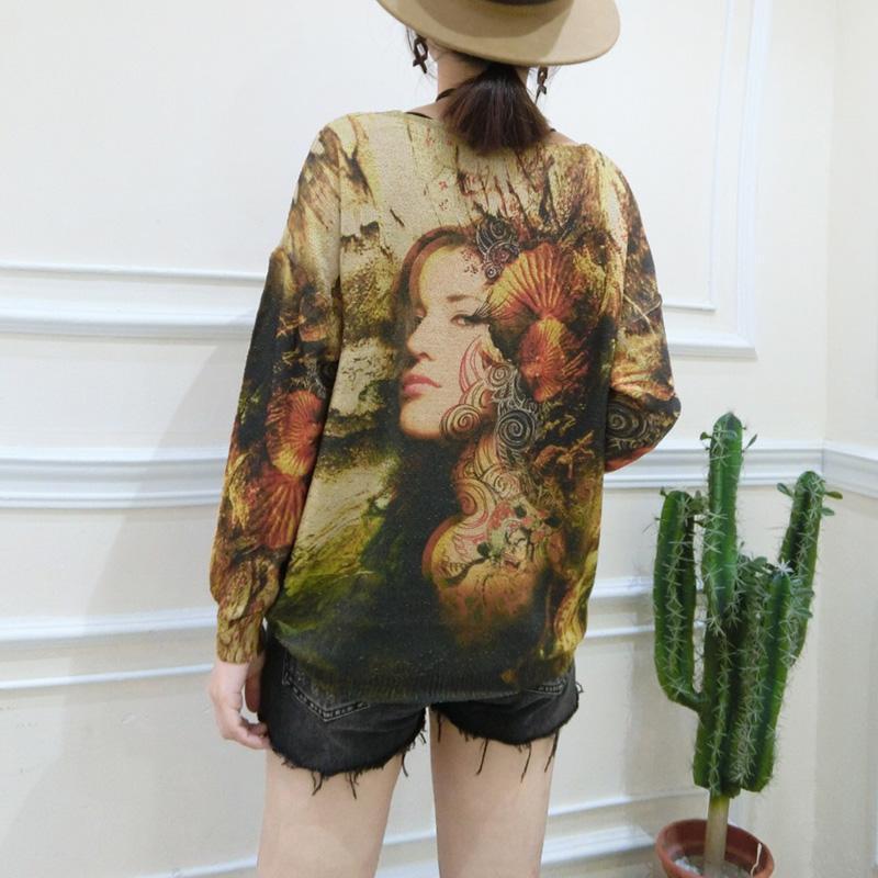 Fit Sweater T Shirts Belle Prints Long Sleeve Knit Pullover