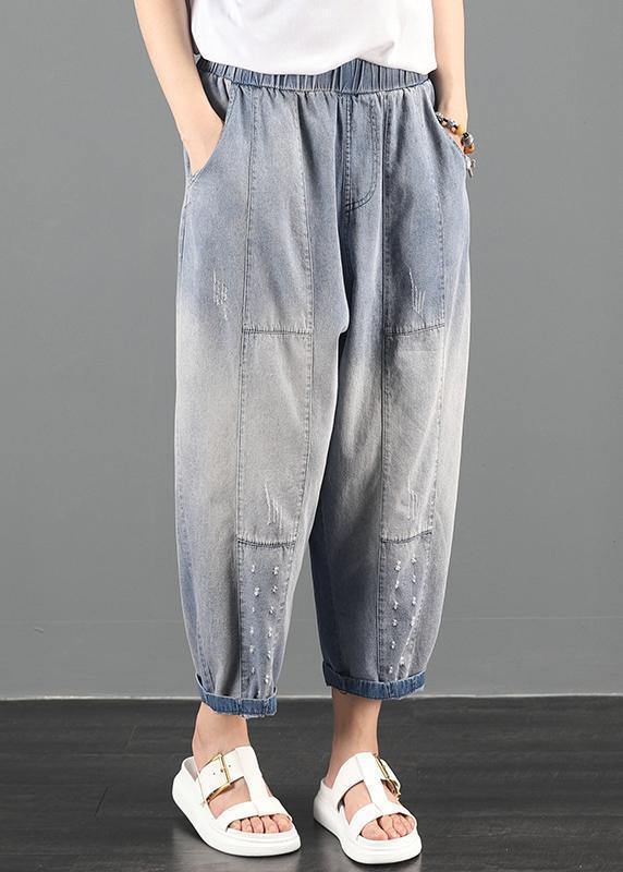 Summer Dress Code Loose High Waist Washed Old Denim Harem Pants