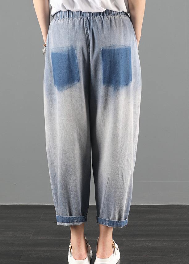 Summer Dress Code Loose High Waist Washed Old Denim Harem Pants