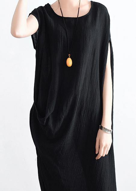 Summer New Cotton Hemp Art Loose Asymmetric Dress