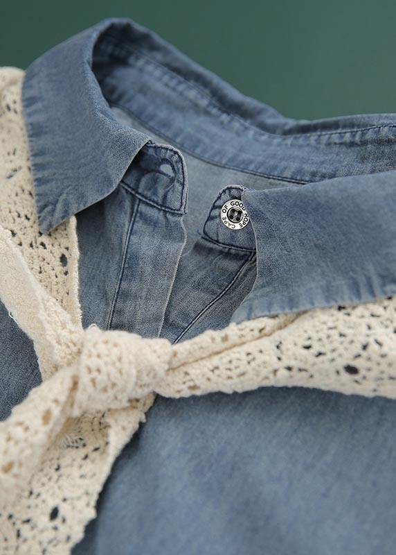 Wash Lace Shawl Two Piece Denim Dress