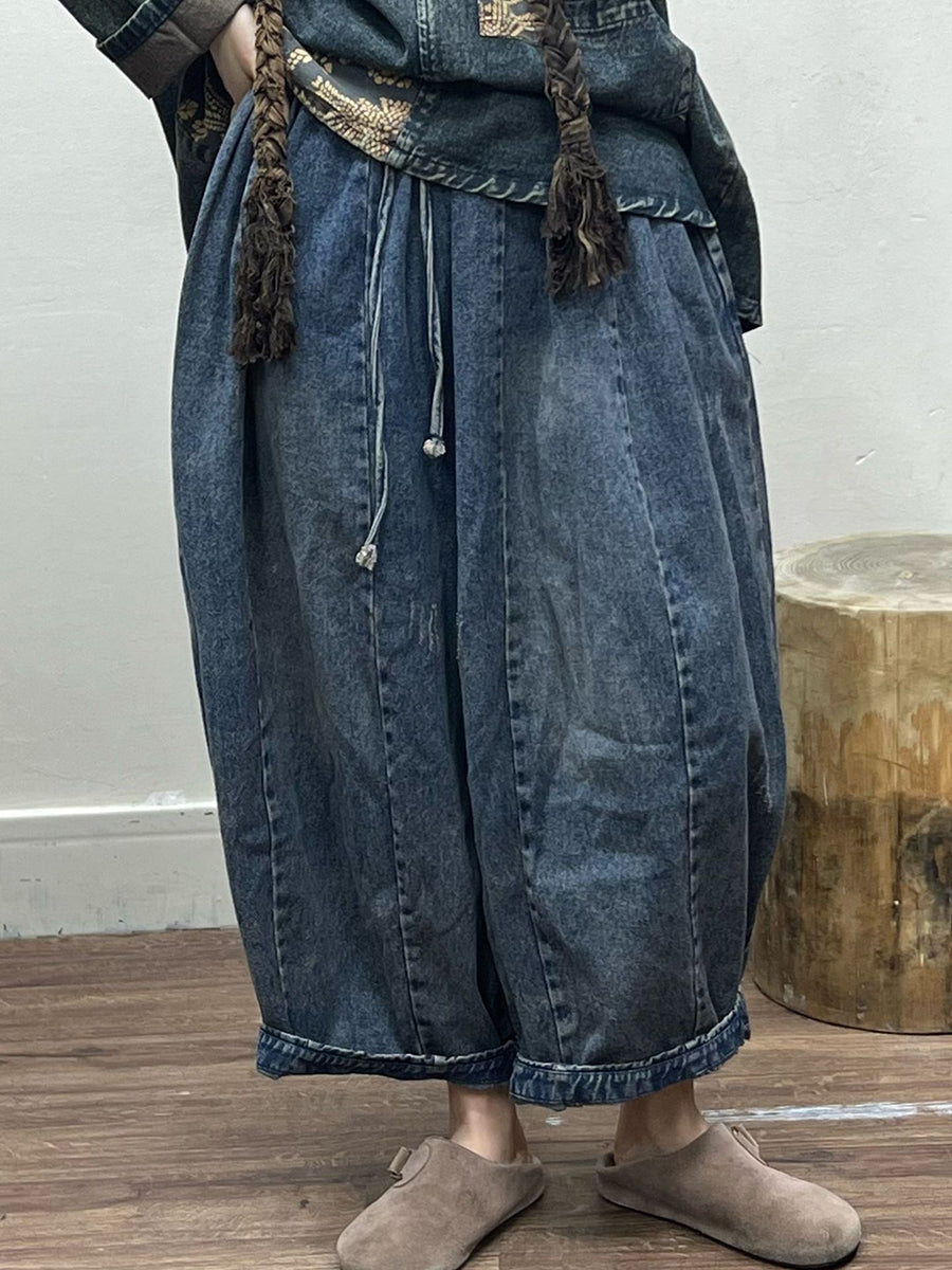 Spring Spliced Pocket Loose Pants