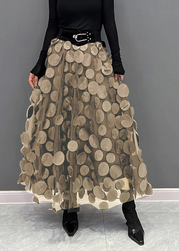 Black Dot Patchwork Tulle Skirt Fall