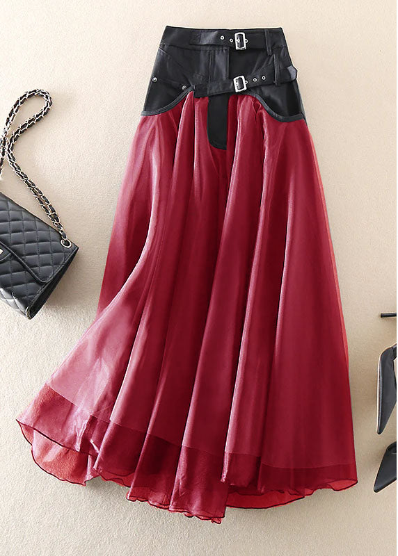 French Green Patchwork Tulle Skirts Spring