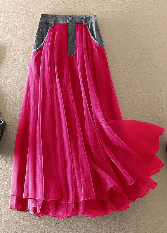 Natural Blue High Waist Patchwork Tulle Skirts Spring