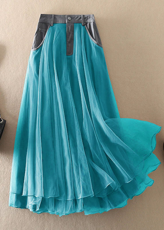 Natural Black High Waist Patchwork Tulle Skirts Spring