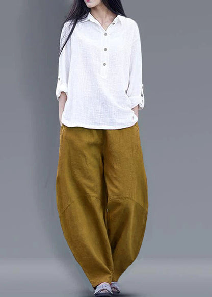 Harem Pants Cotton Work Outfits Burgundy Long Pants
