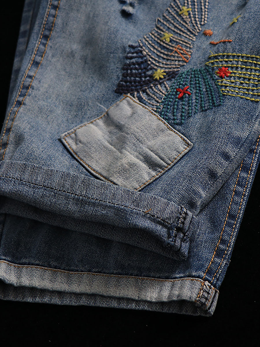 Summer Stitching Pocket Denim Harem Pants
