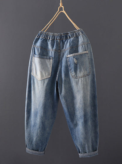 Summer Stitching Pocket Denim Harem Pants