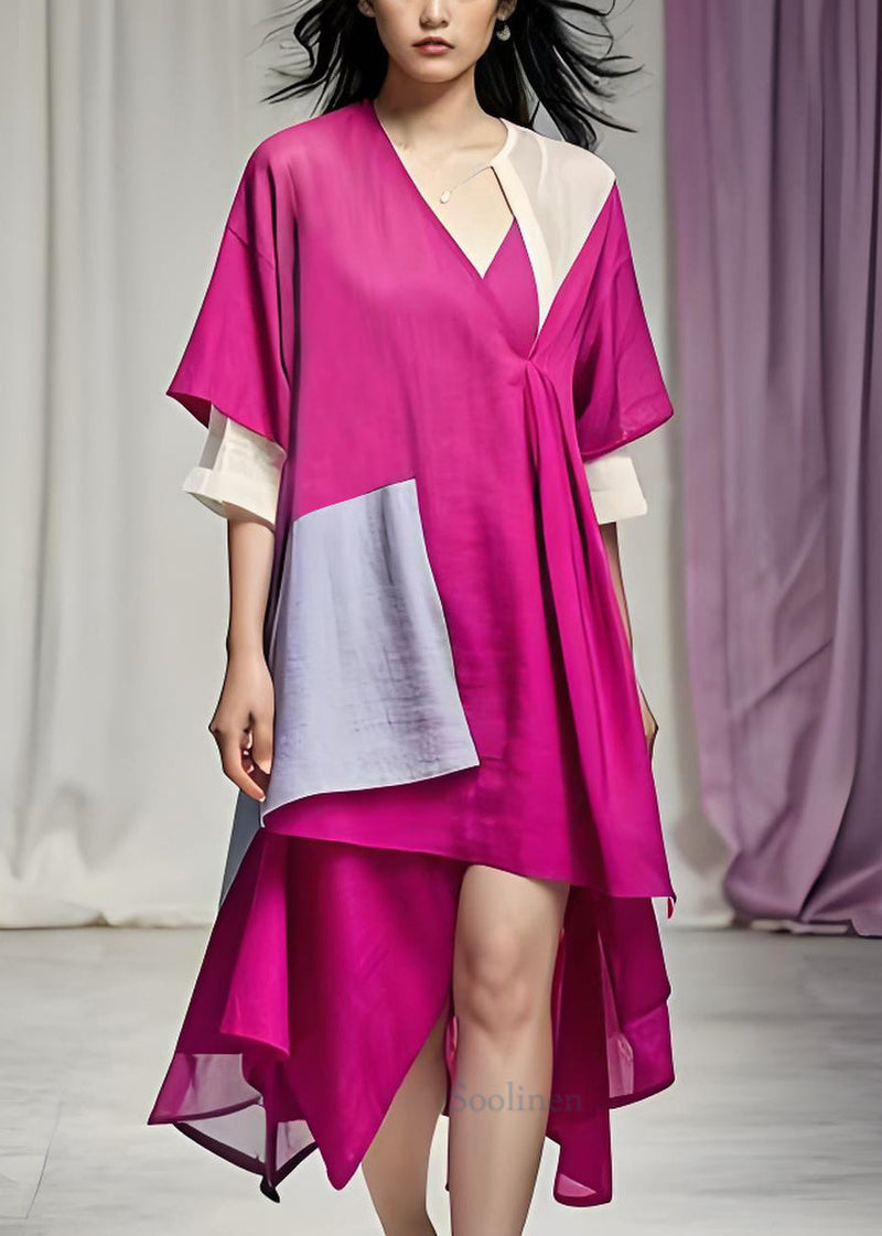 Asymmetrical Patchwork Cotton Dress Summer