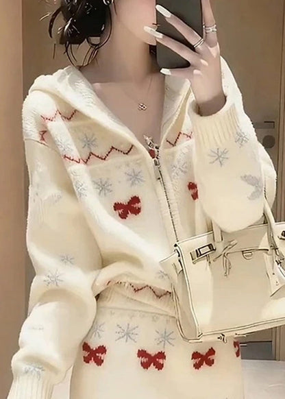 New Knitted Sweaters and Skirt Two Pieces Set Winter