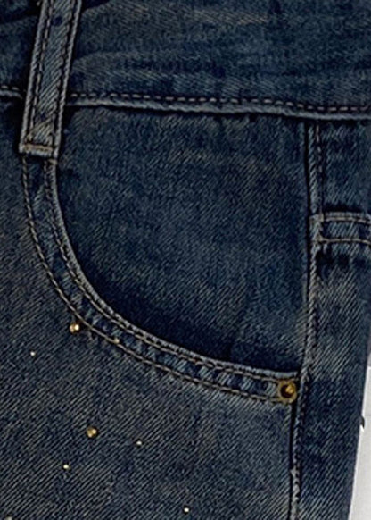 New Hollow Out Butterfly Zircon Straight Jeans