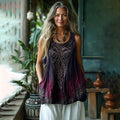 Women's Vintage Tree Of Life Tie-dye Cotton And Linen Vest artswardrobe