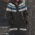 Fairman Island Wave Pattern Contrast Sweater Cardigan elevenforest