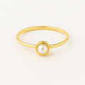 Singular Inlaid Pearl Gold Ring
