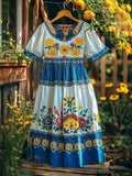 Women's Casual Vintage Petrykivka Embroidered Dress artswardrobe