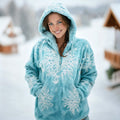 Comstylish Snowflakes Viking Celtic Embroidered Gradient Cozy Plush Hoodie