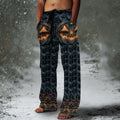 Halloween Pumpkin Emoji Men's Chunky Knit Pants elevenforest
