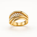 Wavy Zirconia Gold Layer Ring