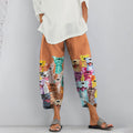 Comstylish Smile Cute Dogs Photo Printed Pocket Casual Pants