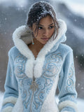 Comstylish Snowflakes Inspired Celtic Embroidered Cozy Plush Hoodie