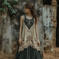 Vintage Tribal Celtic Knot Life Of Tree Patchwork Tank Midi Dress artswardrobe