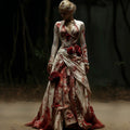 Comstylish Women's Vintage Rose Bloody Bride Bandage Inspired Halloween Maxi Dress