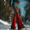 Comstylish Women's Christmas With Glitter Pattern Art Print Casual Flared Leggings