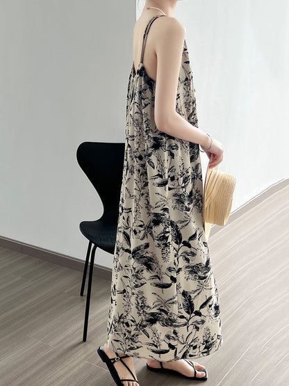 Summer Artsy Ink-print Vest Dress