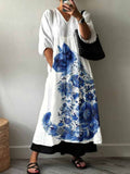 Women'S Rose Cat Pattern Cotton Dress