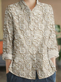 Comstylish Vintage Floral Lace Embroidered Linen Blend Blouse