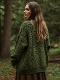 Women's Celtic Knot Gradient Color Cozy Knit Hooded Cardigan elevenforest