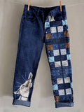 Comstylish Cute Cats Patchwork Vintage Washed Jeans