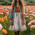 Women's Rainbow Stripe Pattern Sweater Cardigan artswardrobe