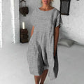 Comstylish Women Vintage Stripes Art Midi Dress