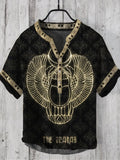 Vintage Egyptian Scarab Print Men's Casual V-neck Shirt artswardrobe